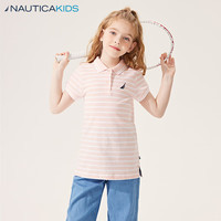 诺帝卡 NAUTICA童装女童短袖条纹POLO衫夏季中大儿童T恤上衣洋气