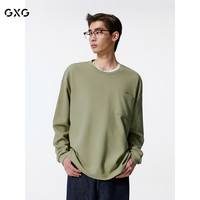 GXG男装 多色简约基础设计圆领长袖T恤男24年秋季G24X343004 黄绿色 175/L
