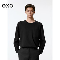 GXG男装 多色简约基础设计圆领长袖T恤男24年秋季G24X343004 黑色 180/XL