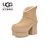 UGG 女士舒适纯色厚底坡跟方头潮流时尚短靴 1157910 芥菜籽色 37