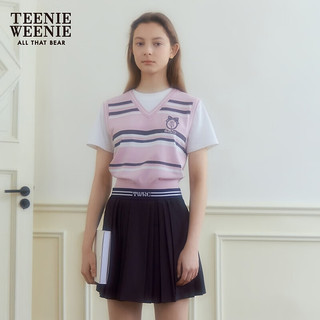 Teenie Weenie小熊2024年假两件学院风针织短袖薄款T恤女 浅粉色 175/XL