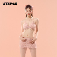 Weswim/薇斯慕 WESWIM比基尼泳衣女小胸裙式2024夏季新款复古流苏性感纯欲链条粉