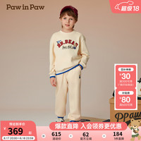 PawinPaw卡通小熊童装2024年秋冬男女童宽松休闲套装舒适运动 Ivory象牙色/39 110cm