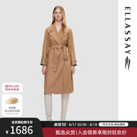 歌力思（ELLASSAY）2024秋冬都市休闲通勤双排扣中长款风衣女EWD353F00500 奶茶咖 XS