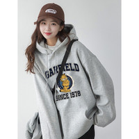 唐狮 TONLION秋冬季卫衣女加绒加厚韩版加菲猫学院连帽卫衣ins