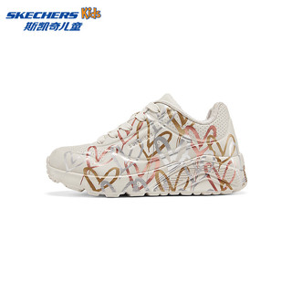 Skechers斯凯奇UNO系列糖果鞋儿童涂鸦低帮板鞋女大童时尚休闲鞋314067L 自然色/多彩色/NTMT 30码