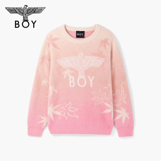 BOY LONDON秋24款毛衣渐变粉色枫叶提花设计感针织衫N60023 粉色 XL