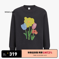 little MO&Co.亲子装 little moco童装24秋装男女童花朵印花长袖圆领卫衣 深灰色 110/56