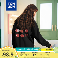 唐狮(TonLion)2024早秋圆领卫衣女水果可爱甜美少女套头卫衣百搭外套dx 黑 S