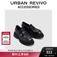 URBAN REVIVO2024秋季女复古擦色厚底乐福单鞋UAWS40160 深咖棕 39