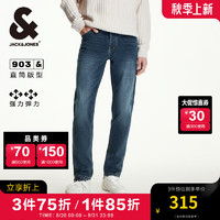 杰克·琼斯（JACK&JONES）秋季时尚百搭简约保暖内里直筒低腰牛仔裤长裤男款224432038 中蓝牛仔 常规 165/74A/XSRW