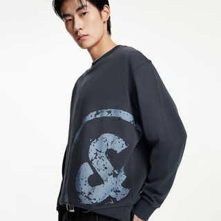 杰克·琼斯（JACK&JONES）男装衣服秋季胶印大LOGO图案宽松舒适简约百搭圆领套头纯棉卫衣男