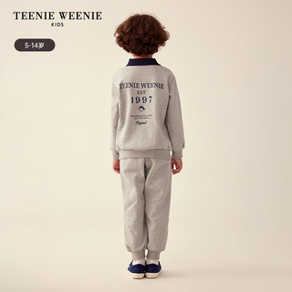 Teenie Weenie Kids小熊童装24秋冬款男童休闲百搭假两件运动卫衣 中灰色 120cm