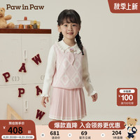 PawinPaw卡通小熊童装2024年秋冬女宝毛织连衣裙时尚学院风 Pink粉红色/25 90cm
