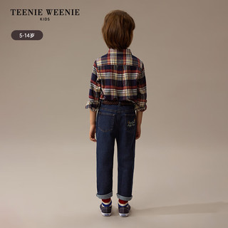 Teenie Weenie Kids小熊童装24秋冬男童学院风小翻领格纹衬衫 红色 120cm