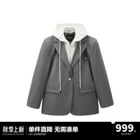 太平鸟太平鸟女装2024年秋季假两件拼接西装A1BAE3385 灰色 M