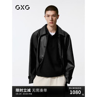GXG男装 黑色pu皮口袋设计风衣外套男士24年秋季G24X083001 黑色 165/S