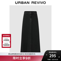 UR2024秋季新款女装复古时髦气质高腰洗水牛仔半裙UWG840247 黑色