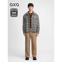 GXG男装 复古格纹休闲夹克男小香风外套宽松时尚夹克 24秋季 格纹 190/XXXL