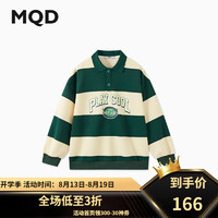 马骑顿（MQD）MQD男大童秋季学院风经典条纹卡通字母翻领卫衣 绿条 110cm