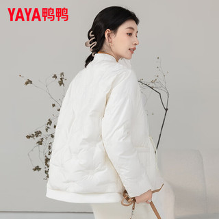 鸭鸭羽绒服鸭鸭（YAYA）羽绒服女短款2024年冬季新中式V领盘扣时尚百搭保暖外套FR 米色 160/84A(M)