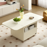 QuanU 全友 670293 奶油小耳朵折叠茶几 米白