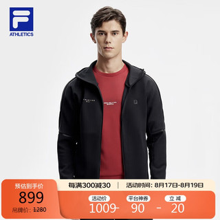 FILA 斐乐针织连帽外套男2024春简约宽松运动服上衣 190/108A/XXXL