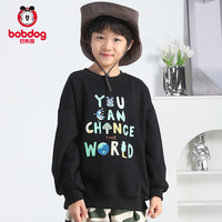 BoBDoG巴布豆男童2024初秋字母环保圆领长袖卫衣儿童装上衣运动休闲装耐磨 黑色 150cm