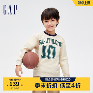 GAP男童冬季款LOGO宽松碳素软磨抓绒卫衣836786 米黄色 120cm(XS)亚洲尺码