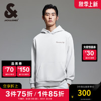 杰克·琼斯（JACK&JONES）男装秋冬时尚潮百搭连帽套头静奢风字母刺绣宽松加绒卫衣男 A41 雨云灰 190/108A/XXL