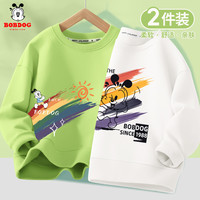 BoBDoG巴布豆男童卫衣儿童秋装宽松休闲上衣舒适套头衫棉质打底长袖中大童童装 果绿 彩桥巴布+白 彩线巴布 120