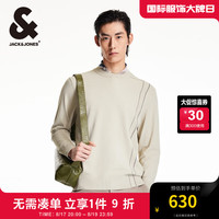 杰克·琼斯(JACK&JONES)秋季基础百搭刺绣贴布衣身拼接设计毛针织衫长袖男224324032 灰褐色C11 常规 灰褐色C11 170/92A/S
