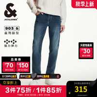 杰克·琼斯（JACK&JONES）秋季时尚百搭简约保暖内里直筒低腰牛仔裤长裤男款224432038 中蓝牛仔 常规 170/78A/SRW