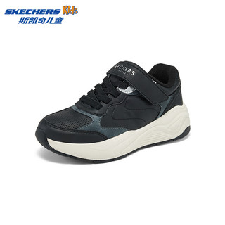 Skechers斯凯奇儿童复古慢跑鞋春秋缓震耐磨运动鞋时尚休闲鞋417100L 男童/黑色/炭灰色/BKCC 31码