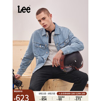 Lee 24早秋舒适版翻领男长袖牛仔夹克外套休闲潮LMT0090125PN 浅蓝色 S