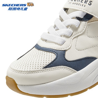 Skechers斯凯奇儿童复古慢跑鞋春秋缓震耐磨运动鞋时尚休闲鞋417100L 男童/白色/海军蓝色/WNV 38码