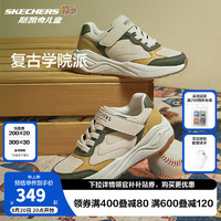 Skechers斯凯奇儿童复古慢跑鞋春秋缓震耐磨运动鞋时尚休闲鞋417100L 男童/自然色/橄榄色/NTOL 37码