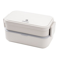昌木子（CAMUZ）竹纤维双层密封便当盒 可微波炉加热饭盒 水果野餐盒大 白 白色 2层 1250ml