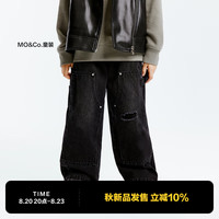 little MO&Co.little moco童装24秋装男女童纯棉宽松破洞做旧潮酷牛仔长裤 牛仔黑色 110/50