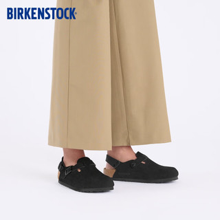 BIRKENSTOCK勃肯男女款牛皮绒面革包头系踝凉拖鞋Tokio系列 黑色窄版1028348 36