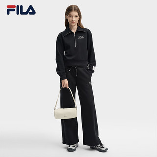 FILA 斐乐女子套头卫衣2024秋时尚休闲宽松针织长袖上 正黑色-BK 2XL