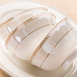 康琴 KANGQIN）景德镇陶瓷碗家用防烫高脚碗米饭碗面碗简约轻奢