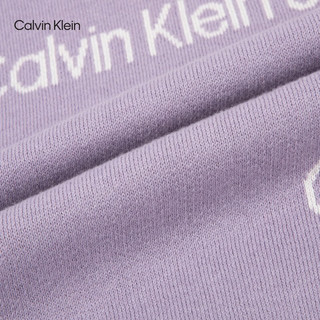 Calvin Klein Jeans24秋季女含羊毛混纺ck提花纽扣V领宽松针织开衫J224774 PC1-凤信紫 L