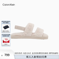 Calvin Klein Jeans24秋季女士ck弹力织带露趾毛绒家居外穿凉拖鞋YW01595 ACF-象牙白 38