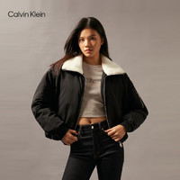 Calvin Klein Jeans【防泼水】24秋季女ck仿羊羔绒翻领鸭绒羽绒服J224592 BEH-太空黑 L