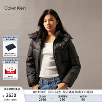 Calvin Klein Jeans24秋季女士休闲通勤ck印花连帽鸭绒羽绒服外套J224786 BEH-太空黑 S