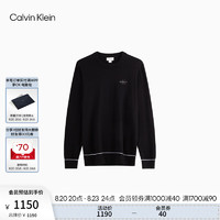 Calvin Klein Jeans24秋季男士ck棉羊绒混纺刺绣休闲圆领针织衫J326945 BEH-太空黑 M