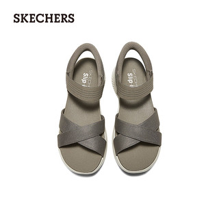 斯凯奇（Skechers）【母亲节】【闪穿鞋】夏女鞋时尚舒适凉鞋119975 深灰褐色/DKTP 35