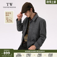 Teenie Weenie Men小熊男装夹克2024冬季复古人字纹拼接棉羊毛外套 灰色 170/M
