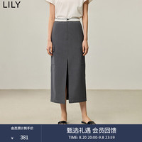 丽丽 LILY2024秋女装格雷系高智感H型开叉工装口袋高级感半身裙女 501灰色 M